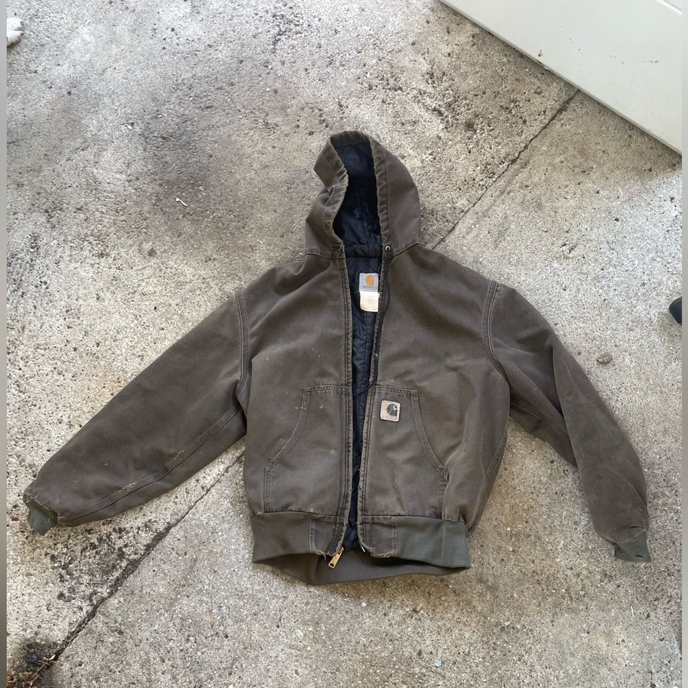 Distressed carhartt lined jacket